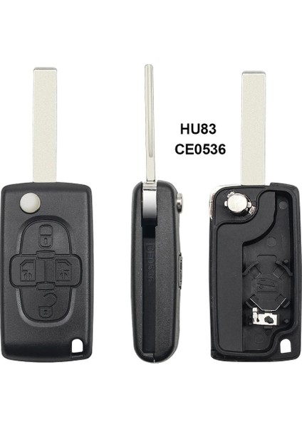 HU83 CE0536 Stili Keyyou 4 Düğmeler Flip Floding Uzaktan Anahtarlık Durumda Kabuk Fob Peugeot Citroen C8 Kesilmemiş Bıçak Oluk CE0523 (Yurt Dışından)