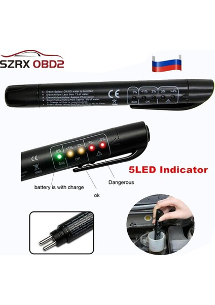 Otomatik Sıvı Testi Fren Hidroliği Test Cihazı Kalem DOT3DOT4 Için 5 LED Gösterge Ekranı Elektronik Kalem Fren Hidroliği Yağ Test Cihazı Dijital (Yurt Dışından) fiyatları