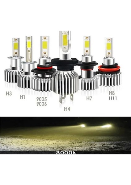 H1 Stili 2 Taraflı 3000K 2 Adet Lm Araba LED Turbo Far Ampulleri H Hb Hb3 H4 H7 H8 H9 H1 Mini Far Kiti Için Yüksek Kiriş Ampul Sis Lambası (Yurt Dışından)