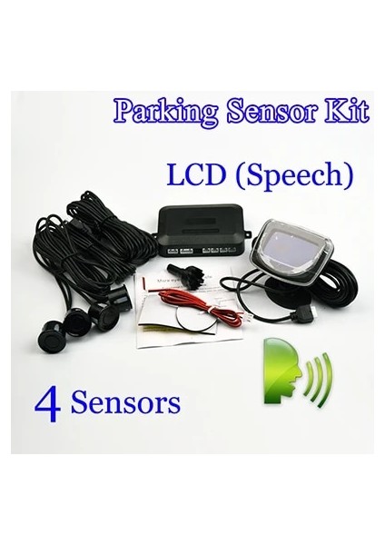 Beyaz Stil Konuşma Lcd'si 4 Sensörler LED Ekran LCD Ekran Buzzer Araba Park Sensörü Kiti Ters Yedekleme Otopark Radar Monitörü (Yurt Dışından)