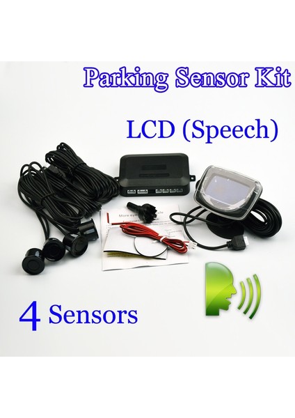 Beyaz Stil Konuşma Lcd'si 4 Sensörler LED Ekran LCD Ekran Buzzer Araba Park Sensörü Kiti Ters Yedekleme Otopark Radar Monitörü (Yurt Dışından) indirimleri