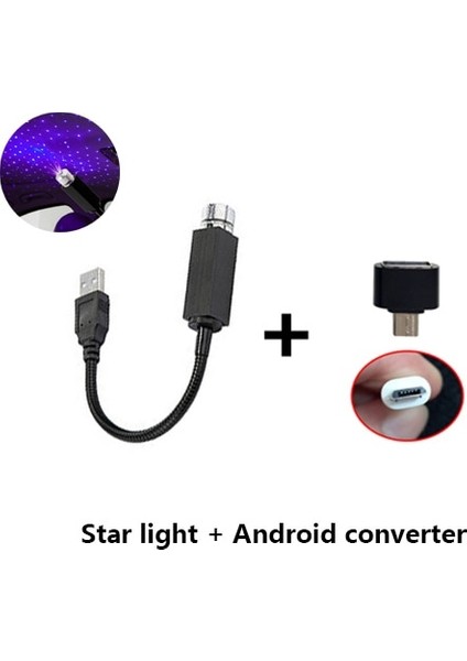 Mavi Android Mini LED Araba Çatı Yıldız Gece Işıkları Projektör Işığı Iç Ortam Atmosferi Galaxy Lamba Dekorasyon Işığı USB Fişi (Yurt Dışından)