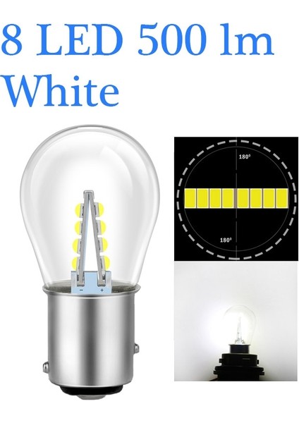 8 LED Beyaz 2021NEW LED W BAY15D Araba Işık S Otomatik Araç Ters Fren Sinyali Ampul Lambası Drl Beyaz 6000K 12V 24V (Yurt Dışından)