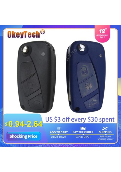 Siyah Ped Stili Okeytech 3 Düğmeler Araba Anahtarı Kabuk Için Fiat Için Stilo Ducato Panda Doblo Bravo Katlanır Uzaktan Kumanda Anahtarı Durum Kesilmemiş Bıçak (Yurt Dışından) modelleri