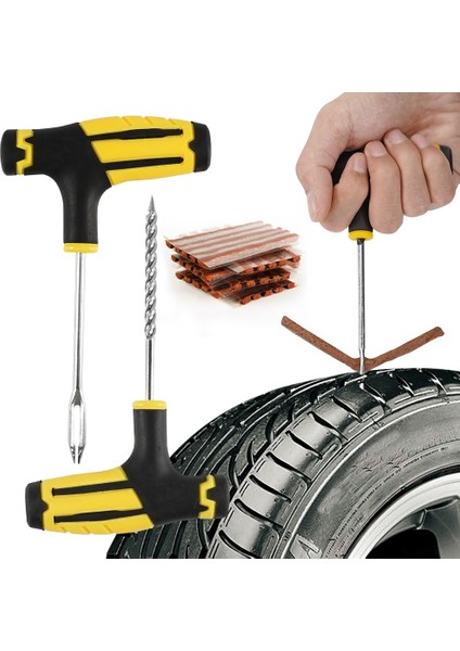 Sarı Set Plus Stili Lastik Şeritler ile Araba Lastik Tamir Aletleri Kiti Tubeless Lastik Delinme Saplama Fişi Kamyon Motosiklet Için Set (Yurt Dışından)