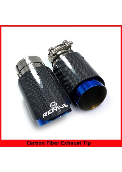 70-89MM Tarzı Ar Egzoz Kuyruk Borusu Parlak Karbon Kuyruk Ucu Mavi Paslanmaz Çelik Düz Susturucu Ucu Flanş Bmw F30 Için Remus Logolu (Yurt Dışından)