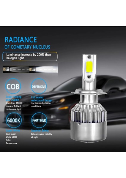 H13 Stili C6 Coolfox LED H4 H7 LED Far H1 H3 H11 H H27 Araba Ampulleri Oto Lamba 12V 6000K (Yurt Dışından)