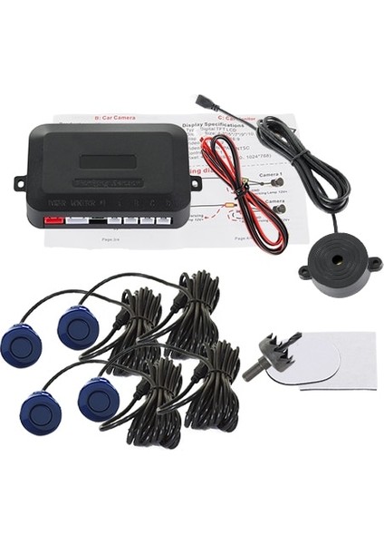 Mavi Hippcron Araba Park Sensörü Kiti Buzzer 4 Sensörler Ters Yedekleme Radar Sesli Uyarı Göstergesi Prob Sistemi 12V 8 Renk (Yurt Dışından)
