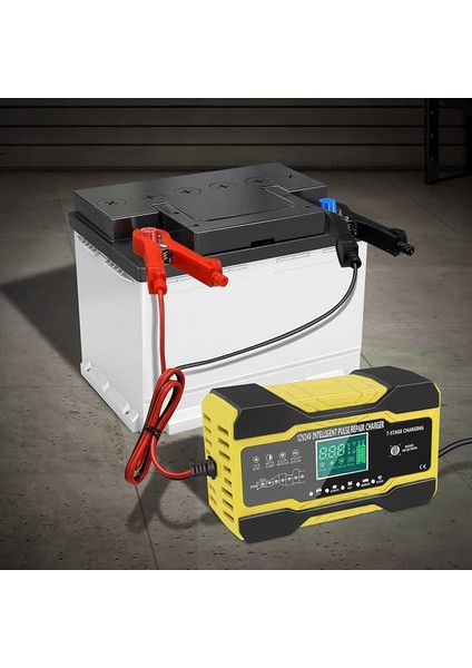 Kırmızı Ab Fiş Stili 12V 10AV 5A Tam Otomatik Araba Akü Şarj Cihazı 7 Aşamalı Akıllı Hızlı Şarj Darbe Onarım Agm Jel Islak Kurşun Asit LCD Ekran (Yurt Dışından)