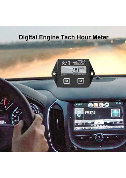 Tach Saat Ölçer Stili Su Geçirmez Dijital Motor Tak Saat Ölçer Takometre Ölçer Motor Rpm LCD Ekran Motosiklet Motor Inme Motor Araba Tekne (Yurt Dışından)