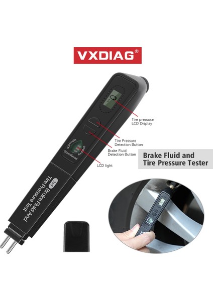 2'si 1 Arada Test Cihazı Stili Doğru Yağ Si Test Kalemi Fren Hidroliği Test Cihazı Lastik Basıncı Göstergesi 2 In 1 Dijital Algılama Otomotiv Teşhis Tpms Aracı (Yurt Dışından)