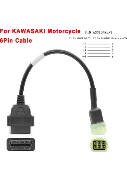 Kawasaki 6pin Stili Için Obd2 Konektörü Ktm Motosiklet Motobike Için Yamahahondaharleyducatikawasaki Obd Oto Araçları Moto Uzatma Kablosu (Yurt Dışından)