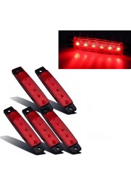 5 Adet Kırmızı 6 LED Kamyon Yan Genişlik Işık Evrensel Araba Kamyon Gece Güvenli Sürüş Uyarı Işareti Işıkları Su Geçirmez Sinyal Lambası 12V 24V (Yurt Dışından)