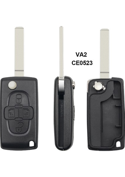 Va2 CE0523 Stili Keyyou 4 Düğmeler Flip Floding Uzaktan Anahtarlık Durumda Kabuk Fob Peugeot Citroen C8 Kesilmemiş Bıçak Oluk CE0523 (Yurt Dışından)