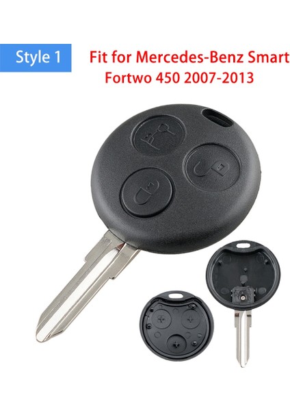 Stil 1 Stil 3 Düğmeler Araba Anahtarı Kabuk Fob Kesilmemiş Boş Bıçak Uzaktan Anahtar Kılıfı Mercedes-Benz Smart Fortwo Için Fit (Yurt Dışından)