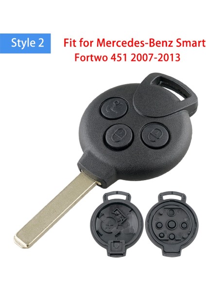 Stil 1 Stil 3 Düğmeler Araba Anahtarı Kabuk Fob Kesilmemiş Boş Bıçak Uzaktan Anahtar Kılıfı Mercedes-Benz Smart Fortwo Için Fit (Yurt Dışından) fırsatları