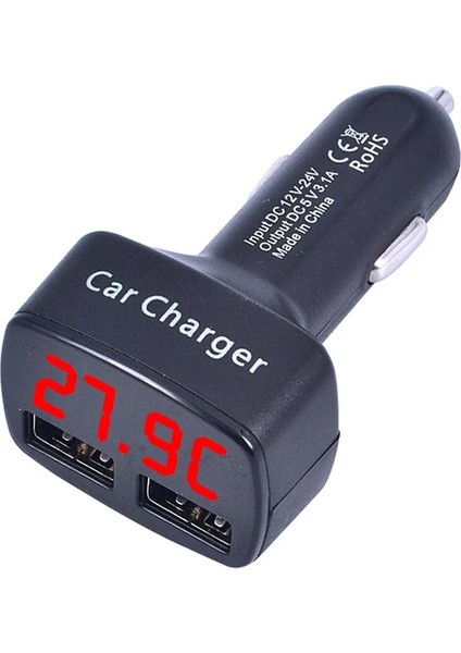 No.3 Tarzı 3.1A Çift USB Araç Şarj Cihazı 5V Evrensel Voltaj Sıcaklıkcurrent Meter Tester Adaptörü Dijital LED Ekran Huawei Için (Yurt Dışından)