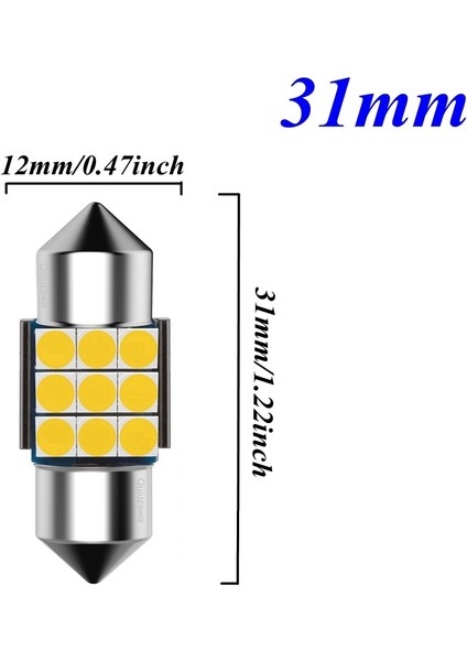 Sıcak Beyaz Tarzı 31 mm Festoon C5W C10W C3W Süper Parlak LED Ampul Araba Kubbe Işık Canbus Oto Iç Okuma Lambası Sıcak Beyaz (Yurt Dışından)