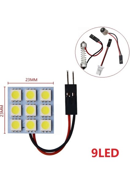 9led Smd LED Oto Panel Işık Okuma Kubbe Ampul Araba Iç Çatı Harita Lambası T10 W5W C5W C10W Festoon 3 Adaptör Tabanı (Yurt Dışından)