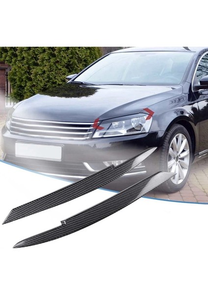 Siyah Stil Passat B7 Için Araba Far Göz Kapakları Kaşları Abs Far Lambası Sticker Kapak Trim Aksesuarları (Yurt Dışından)