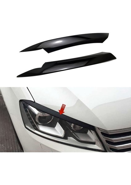 Siyah Stil Passat B7 Için Araba Far Göz Kapakları Kaşları Abs Far Lambası Sticker Kapak Trim Aksesuarları (Yurt Dışından)