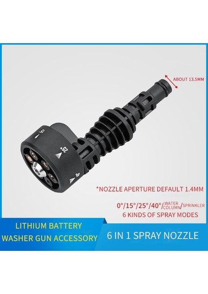 C Stili 6'sı 1 Arada Püskürtme Memesi Lityum Pil Için Kablosuz Araba Yıkama Makinesi Kombinasyonu Tabanca Başlığı Çok Fonksiyonlu Hızlı Bağlantı (Yurt Dışından)