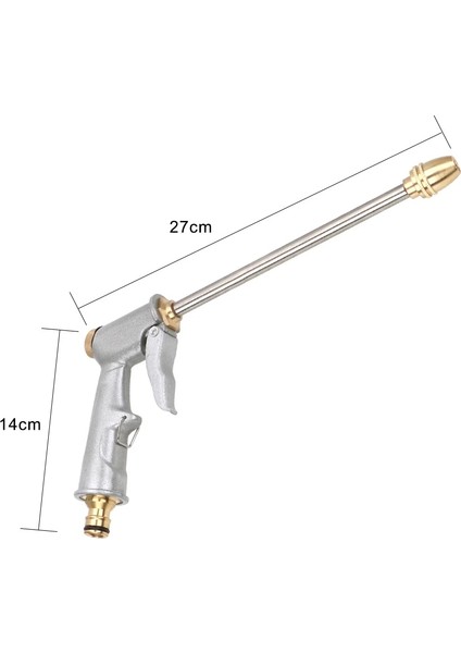Yüksek Basınçlı Su Tabancası Bahçe Su Jeti Yıkayıcı Gümüş Yüksek Basınçlı Güç Yıkayıcı Sprey Araba Yıkama Araçları 27CM Metal Su Tabancası (Yurt Dışından)