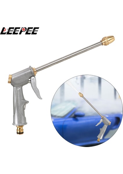 Yüksek Basınçlı Su Tabancası Bahçe Su Jeti Yıkayıcı Gümüş Yüksek Basınçlı Güç Yıkayıcı Sprey Araba Yıkama Araçları 27CM Metal Su Tabancası (Yurt Dışından)