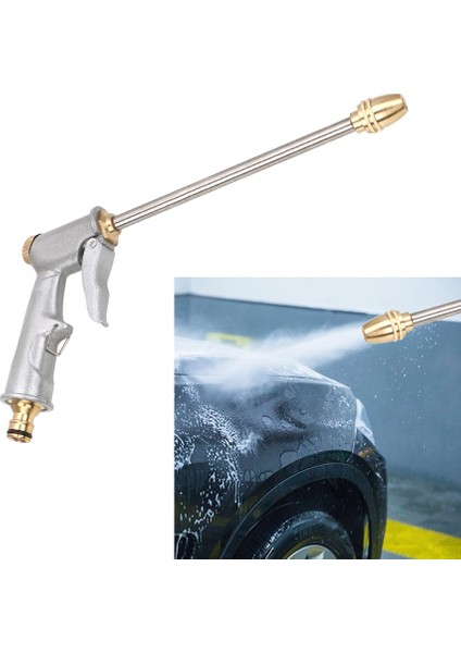 Yüksek Basınçlı Su Tabancası Bahçe Su Jeti Yıkayıcı Gümüş Yüksek Basınçlı Güç Yıkayıcı Sprey Araba Yıkama Araçları 27CM Metal Su Tabancası (Yurt Dışından)