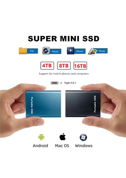 Siyah Stil 1 Tb 2022 Yeni Orijinal Taşınabilir Harici Sabit Disk Diskleri USB Tb SSD Katı Hal Sürücüleri Pc Dizüstü Bilgisayar Depolama Aygıtı (Yurt Dışından)