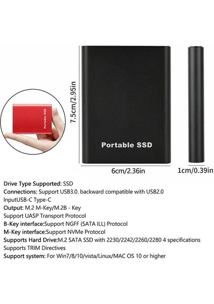 Siyah Stil 1 Tb 2022 Yeni Orijinal Taşınabilir Harici Sabit Disk Diskleri USB Tb SSD Katı Hal Sürücüleri Pc Dizüstü Bilgisayar Depolama Aygıtı (Yurt Dışından)