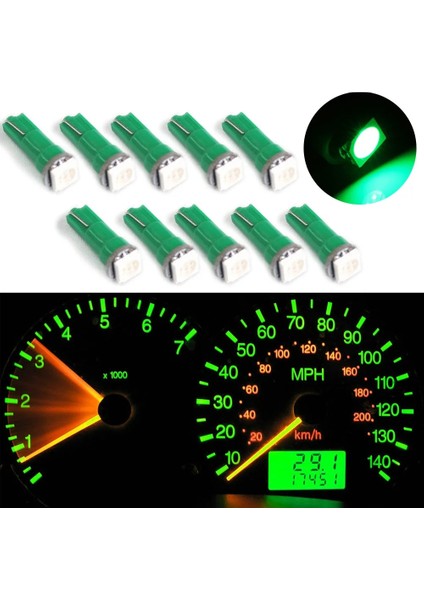 Yeşil T5 LED Işıklar W1.2W W3W LED Araba Iç Işık Oto Yan Kama Pano Göstergesi Gösterge Lambası Ampul LED Süper Parlak (Yurt Dışından)