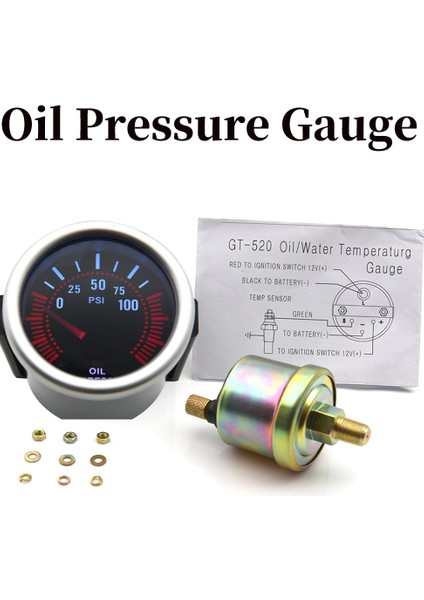 Voltmetre Stili Evrensel 12V Oto Araba Duman Len Pointer Boost Ölçer -1~0~2 Bar Turbo Boost Metre Beyaz LED -30~0~30 Psı Takometre (Yurt Dışından)