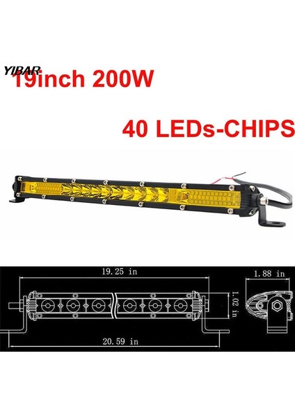 Sarı Ultra Ince 20 '' 200W Tek Sıra LED Çalışma Işık Çubuğu Offroad Kamyon Amber (Yurt Dışından) fiyatları