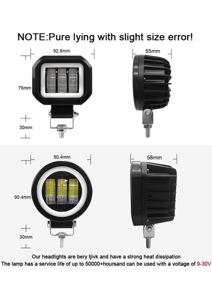 Xiyu Shop 1 Adet-Halka-Yuvarlak Tarzı Nlpearl 30W Kare 5d LED Çalışma Işık Çubuğu Off Road Kamyon Tekne Traktör 4x4 Atv Spot Işın LED Bar Araba Motosiklet Için LED Farlar (Yurt Dışından)