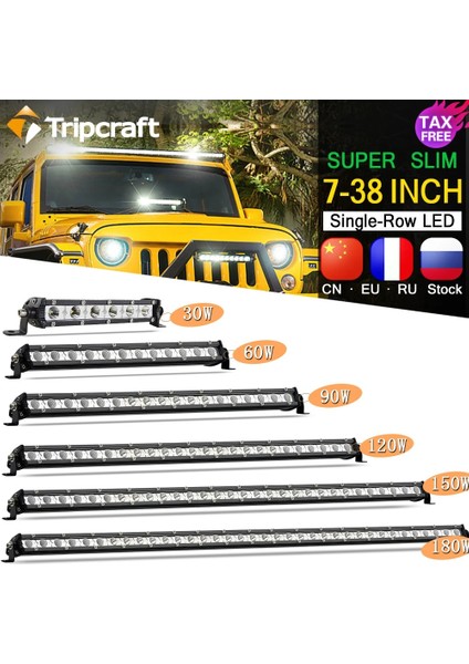 1pc 13IN Sel Tarzı Tripcraft Tek Sıra '' Üst Ince LED Işık Çubuğu 90W 120W 150W 180W Suv 4x4 Off Road LED Işık Çubuğu (Yurt Dışından) indirimleri