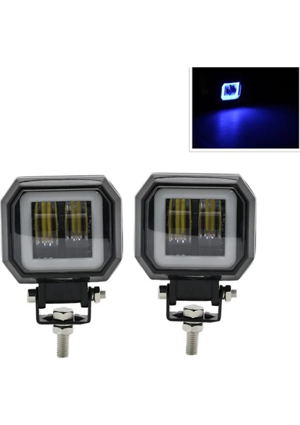 2x Mavi Kare Stili 1pairıv 24V 6500K 40W Su Geçirmez Kare LED Taşınabilir Spot Angel Eyes Işık Çubuğu Offroad Araba Tekne LED Çalışma Işığı (Yurt Dışından)