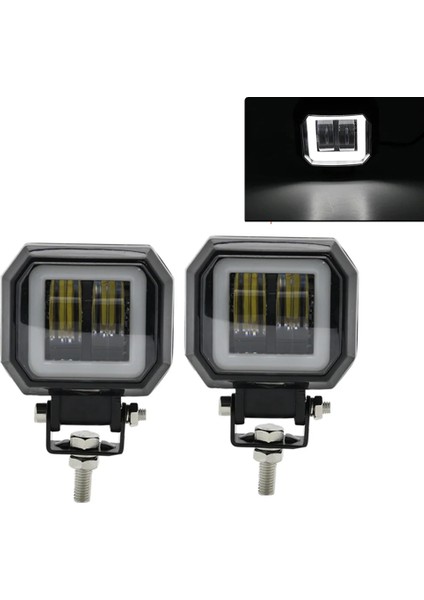 2x Mavi Kare Stili 1pairıv 24V 6500K 40W Su Geçirmez Kare LED Taşınabilir Spot Angel Eyes Işık Çubuğu Offroad Araba Tekne LED Çalışma Işığı (Yurt Dışından)