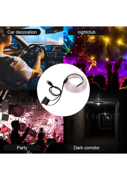 E 3m Araba Iç Aydınlatma Şeritleri Oto LED Şerit Garland El Tel Halat Araba Dekorasyon Neon LED Lamba Esnek Halat Tüp (Yurt Dışından)