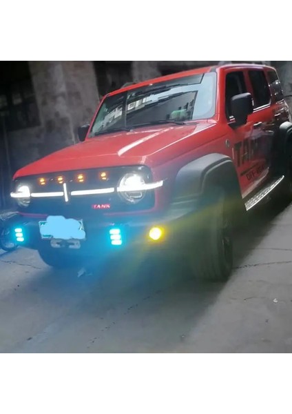 Mavi Stil Sarı 4 Lamba Araba Ön Izgara Işıkları Suv Pikap Gündüz Çalışan Lamba Otomatik Modifiye Sürüş LED Kartal Göz Işığı Raptor Tarzı Aksesuarlar (Yurt Dışından)