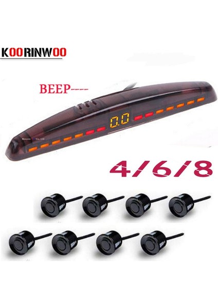 4 Sensör Stili Altın Koorinwoo Elektromanyetik LED Otopark Sensörü Radarlar Sesli Uyarı Göstergesi Probları Sistemi 12V Parktronic Siyah Gri (Yurt Dışından)