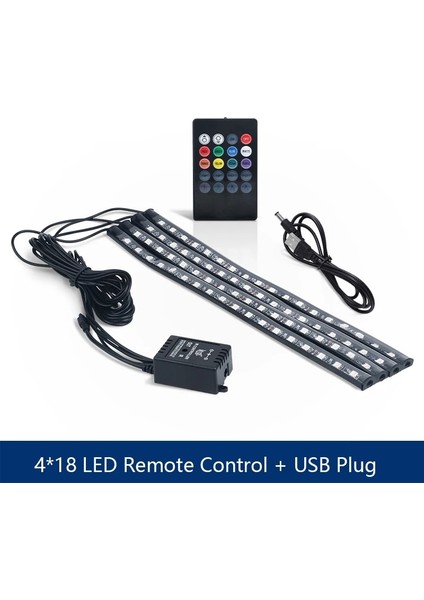 72LED USB Uzaktan Kumandası LED Araba Ayak Işığı USB Kablosuz Uzaktan Müzik Kontrollü Ortam Lambası Çoklu Modlar Otomotiv Iç Dekoratif Işıklar 12V (Yurt Dışından)