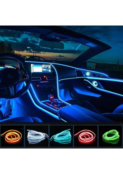 Pnik Tarzı Yeşil Araba LED Şeritleri Oto Neon El Tel Dekorasyon Atmosfer Lambası Iç Mekan LED 12V Esnek Halat Araba Işığı (Yurt Dışından)