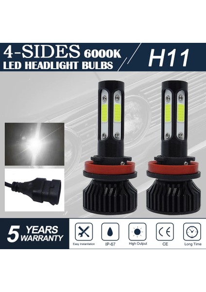 H8 Stili 6500K Üst Parlak Mini LED H9 Hb Hb H11 H7 H8 4sides HEADLLAMP100W Lm 6000K 12V 8000K Araba Far Ampülleri (Yurt Dışından) fiyatları