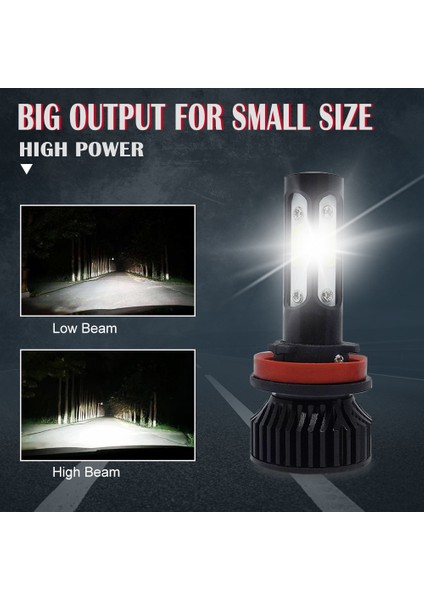 H8 Stili 6500K Üst Parlak Mini LED H9 Hb Hb H11 H7 H8 4sides HEADLLAMP100W Lm 6000K 12V 8000K Araba Far Ampülleri (Yurt Dışından) fırsatları