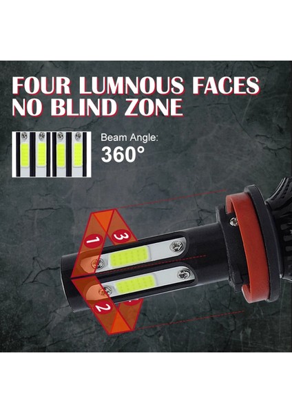 H8 Stili 6500K Üst Parlak Mini LED H9 Hb Hb H11 H7 H8 4sides HEADLLAMP100W Lm 6000K 12V 8000K Araba Far Ampülleri (Yurt Dışından) indirimleri