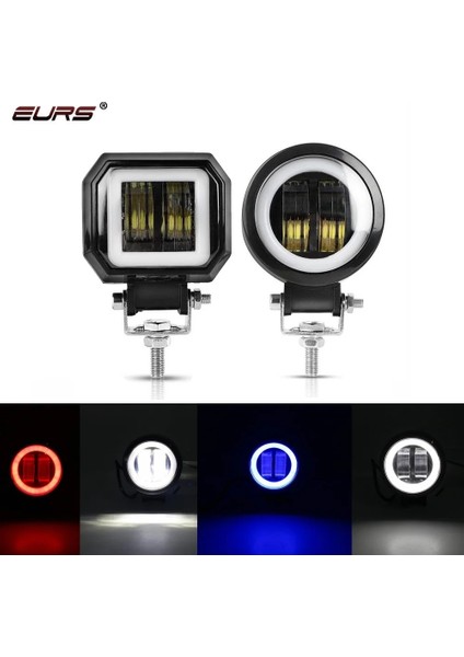 Yuvarlak Beyaz Stil Yuvarlak Kırmızı 20W LED 2000LM Motosiklet LED Far Araba Sis Lambası Çalışma Işığı Otomatik Spot Işık Melek Gözleri Halka Motorlar Dc (Yurt Dışından) fiyatları