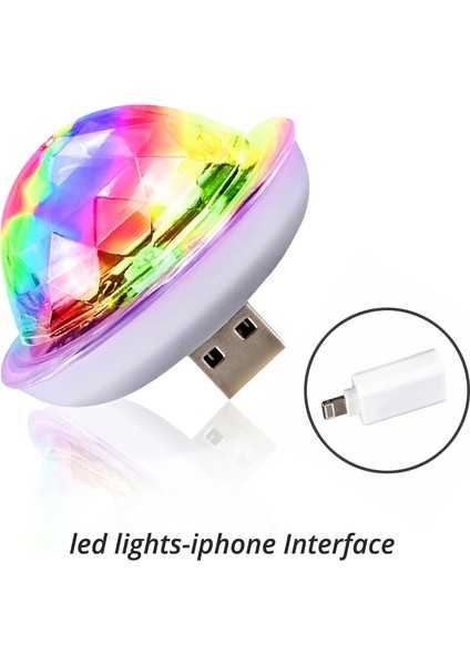 Elma ile Ar LED Otomatik USB Ortam Işığı Dj Rgb Mini Renkli Müzik Ses Işık Usb-C Arayüzü Apple Arayüzü Tatil Partisi Karaoke (Yurt Dışından)