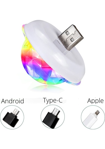 Elma ile Ar LED Otomatik USB Ortam Işığı Dj Rgb Mini Renkli Müzik Ses Işık Usb-C Arayüzü Apple Arayüzü Tatil Partisi Karaoke (Yurt Dışından) fırsatları