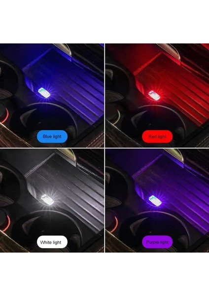 Mor 7 Renk Araba Iç USB Işık LED Modelleme Işığı Araba Ortam Işığı Neon Iç Işık Araba Iç Dekoratif Işık Acc (Yurt Dışından)